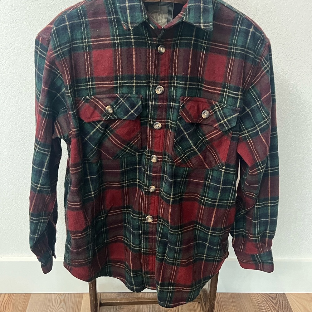NK RANCH Red & Green  FLANNEL LONG SLEEVE SHIRT MEDIUM